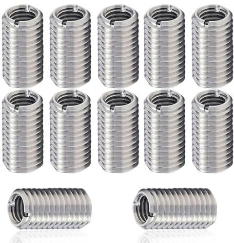 IKOPFLN 12 Pezzi Inserto Filettato, Interno M6 Esterno M8 Lungo 10mm Boccola Filettata, Inserti filettati, Boccole Filettate per Metallo per Automotive Turbina A Vapore Attrezzature Meccaniche