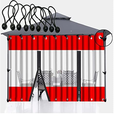 Bâche imperméable avec fermeture éclair - Rideaux transparents pour porte de garage - Pour porche, terrasse, pergola - Rouge - 1,9 x 2,2 m