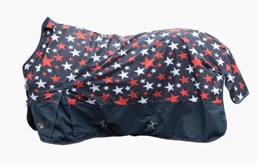 HKM Norwich- 600D mit glattem Futter Highneckdecke, Blau Mit Sternenmuster, 145