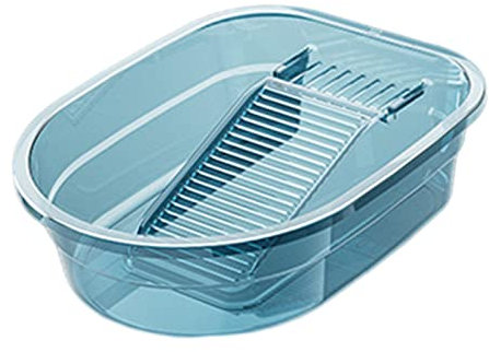 Vasca da bagno in plastica con lavabo, per biancheria intima, panno per la pulizia, blu trasparente