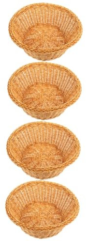 Garneck 2 Set Di Cestini Da Cucina Per Riporre Pane E Patatine Fritte Cestini Intrecciati Per Snack Portafrutta in Plastica Robusti in Imitazione Rattan 2 Pezzi*2