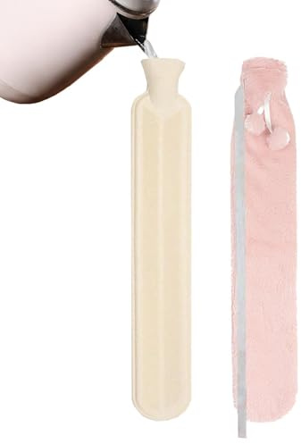 Wärmflasche, lange Wärmflasche, Tasche in der Taille, waschbarer Bezug, langer Gummi-Wärmbeutel für Rücken, Nacken, Beine, Schmerzlinderung, sowohl heißes als auch kaltes Wasser, extra