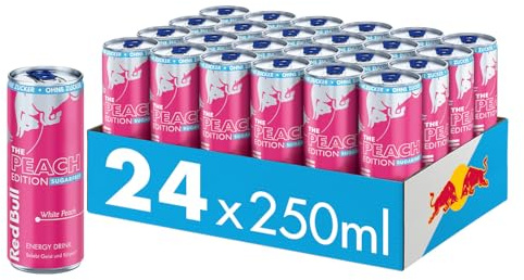 Red Bull Sugarfree Energy Drink White Peach Peach Edition | beinhaltet Koffein, Taurin, B-Vitamine, Süßungsmittel und Wasser, 250 ml, 24-Pack