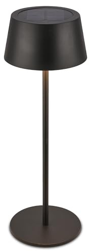 BRILONER - LED Tischlampe kabellos IP44 mit Touch, CCT, dimmbar, Solar, Nachttischlampe, Leselampe, LED Lampe, Campinglampe, Tischleuchte, Akku Lampe, Outdoor, 11,5x34 cm, Schwarz
