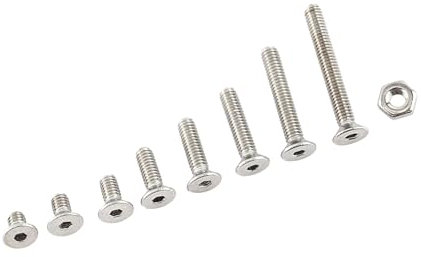 Muttern und Bolzen, M2.5 A2 Edelstahl -Sechskantbuchsenschraubenschrauben mit 300pcs Nusssets Sortiertes Set Flacher Kopfsortiment Hell H für Haushaltsgeräte Büroausrüstung C. (C: Flacher Kopf)