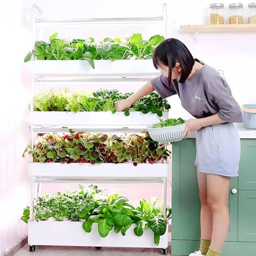 Torre idroponica verticale da giardino con luce a LED, sistema di auto-irrigazione per piantare ortaggi indoor, ideale per giardinaggio domestico salvaspazio