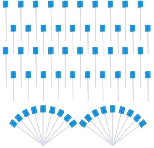 100 Pièces Bâtonnets de Soins Buccaux, Soins Bucco Bâtonnets, Bâtonnets de Soins Bucco-Dentaires, Éponge de Nettoyage des Dents, Bâtonnets Jetables pour Âgées, Adultes, et Enfants (Bleu)