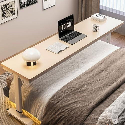Höhenverstellbarer Betttisch mit Rollen, Überbetttisch für Laptop, mobiler Krankenhaus-Rollbetttisch, ideal über dem Bett