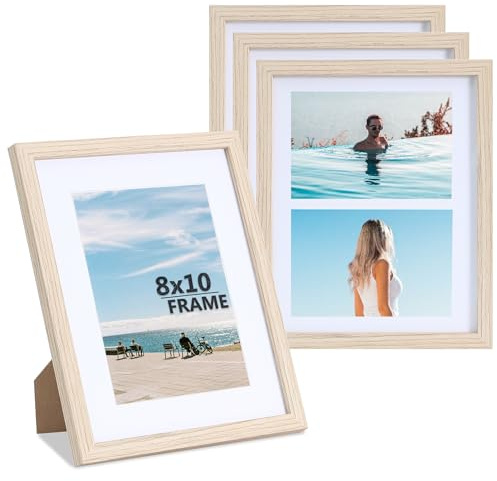 LYYYYX 10x8 in Picture frame 4 Pack wooden Photo Frame matted for 7x5in and 6x4in Picture,with Acrylic Glass,Stand Tabletop Wall Hanging poster frame for Display, Landscape