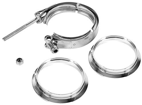 Kavolet Flangia di Morsetto a Banda a Forma di Fascia 3 Pollici Set per Tubo di Scarico, Scarico in Banda a V per il Massimo Flusso, Facile Installazione e Rimozione