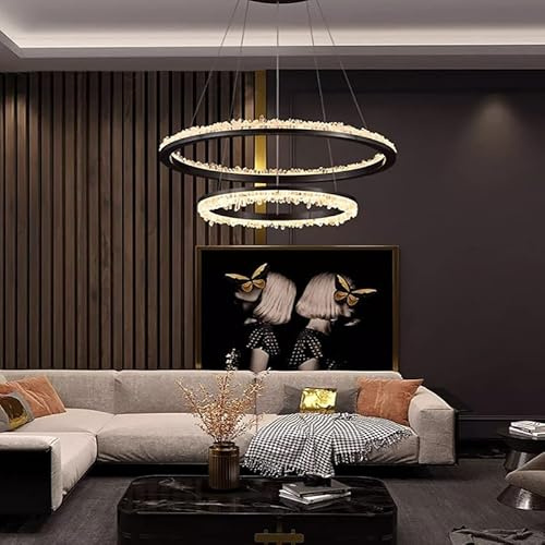 ksxnkhk Lámparas Colgantes Circulares de Cristal LED K9 Regulables, iluminación de araña, luminaria de suspensión para Sala de Estar, fácil de Instalar