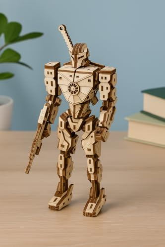 Wooden 3D Puzzle Robot Warrior Model Kit, DIY Assembly Mechanical Construction Set