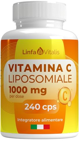 Vitamina C Liposomiale 1000mg Alto Dosaggio 240Cps Vegane (4 Mesi) - Contribuisce alla Riduzione della Stanchezza e Protezione dallo Stress Ossidativo