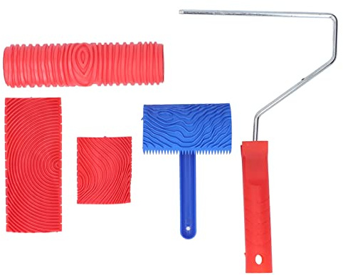 Holzrollen Malerei Werkzeug Textur Muster Körnung mit Griff DIY Wandraum Art Lack Dekoration