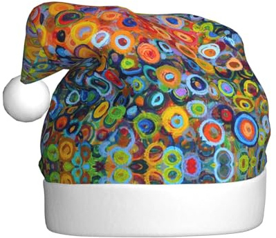 AYYQWE Gorro de Papá Noel con estampado de pintura de colores para hombres y mujeres, decoración de fiesta, Año Nuevo, celebraciones, gorro de Navidad