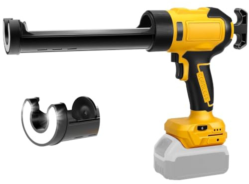 Cordless Caulking Gun Compatible with Dewalt 21V Battery, Silicone Sealant Gun with LED Light and 6 Adjustable Speed, Anti-Drip Electric Caulk Gun for Filling and Sealing(Battery Not Included)