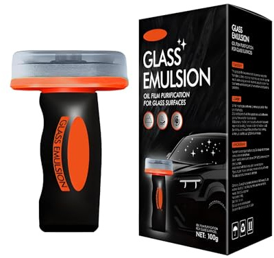 Car Glass Oil Film Remover Brush, 100g Glasses Emulsion Windscreen Cleaner, Automotive Windshield Oil Film Cleaning Tool, Automotive Oil Film Cleaning Brush for Windows, Mirrors (1pcs)