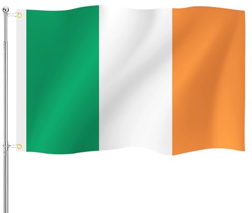 Drapeau Irlande • Drapeau national irlandais haut de gamme 90 x 150 cm avec œillets en laiton Pour l'intérieur et l'extérieur, résistant aux intempéries et 100% polyester - Idéal pour tous les Irla