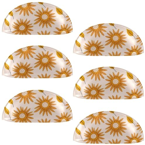 6 maniglie a semicerchio con girasole dorato 329 a forma di conchiglia, maniglie a semicerchio, con viti, per mobili da cucina, armadio, armadio