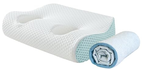 DimyFew Cuscino Auricolare con per Il Collo, Comodo con Fodera, Traspirante E Adatto a Tappi per Le Orecchie E Cuffie per Dorme Su Un Fianco, Azzurro