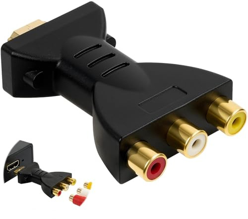 1080P HDMI to AV Adapter Portable, High-Definition HDMI to RGB RCA Adapter, Supports Video & Audio Component Composite Converter for TV Stick, Roku, Chromecast, Apple TV, PC, Laptop, Xbox, HDTV, DVD