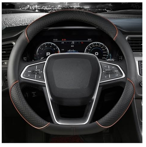 Auto Lenkradschutz Lenkradbezug Für Ford Für Fiesta 2000-2020 Für Fiesta MK7 4 5 6 Lenkradschoner(Coffee D Shape)