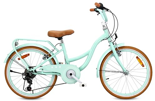 sun baby Flower Bike Retro Girls Bike 12/14/16 Inch | Steel frame, V-brakes, mudguards, chain guard, headlight and bell