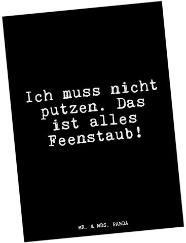 Mr. & Mrs. Panda Postkarte Ich muss nicht putzen - Geschenk, Hausfrau, Sprüche, Ansichtskarten, Putzen, kleine Aufmerksamkeit, Ansichtskarte, Glizer Spruch Weisheiten Zitate Lustig Weisheit Worte