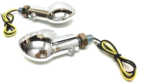 Streetparts24 LED Blinker Blinkerleuchte Set Oval Chrom E-Geprüft passend für Roller Moped Motorrad Universal – Hochwertiges Blinkerset mit M10-Gewinde