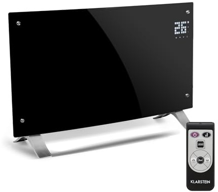 Klarstein Radiadores Bajo Consumo Electricos para Casa, Estufa Electrica de 2000W con Patas de Aluminio, Radiador Electrico Silencioso, Portátil y Delgado, Estufas con Panel para Pared y Termostato