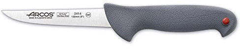 Arcos Serie Colour Prof - Caja 6 uds Cuchillo Carnicero - Hoja de Acero Inoxidable NITRUM de 130 mm - Mango de Polipropileno recubierto de Elastómero Color gris (6 UDS)