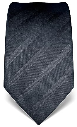 Vincenzo Boretti cravatta elegante classica da uomo, 8 cm x 15 cm, di pura seta di alta qualità, idrorepellente e antisporco, motivo a righe tono su tono antracite