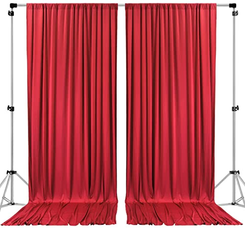 AK TRADING CO. 10 feet x 10 feet Polyester Backdrop Drapes Curtains Panels with Rod Pockets - Wedding Ceremony Party Home Window Decorations - RED (DRAPE-5x10-RED)