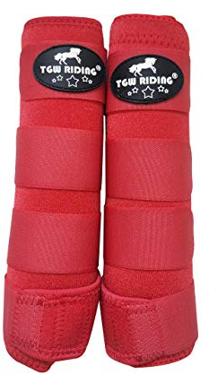 TGW RIDING Horse Sports Medicine Boots Horse Sport Boots Horse Leg Wraps One Pair (Red, S)