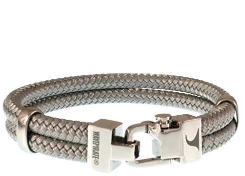 WAVEPIRATE® Segeltau-Armband TURN ST Grau für Herren und Männer - Mit Geschenkbox, Magnetverschluss und Edelstahl