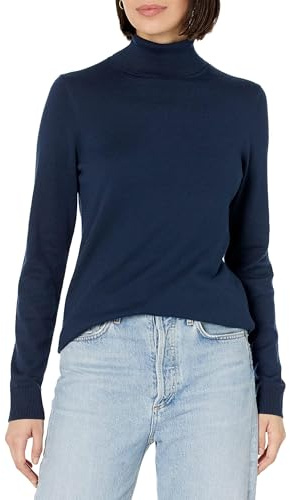 Amazon Essentials Pull Léger à Manches Longues, Coupe Classique Femme, Bleu Marine, M