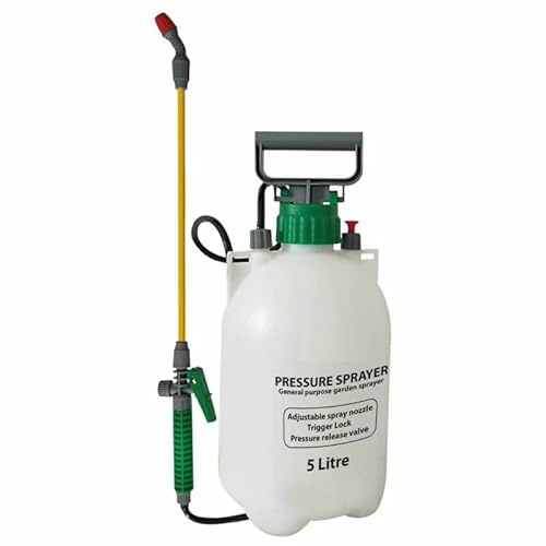 Garden Mile Pump Action Garden Pressure Sprayer - Adjustable Sprayer with carry strap Shatterproof Water Sprayer High-Pressure Pump for Weed Killer Pesticides Fungicides Cleaning Gardening (5L White)