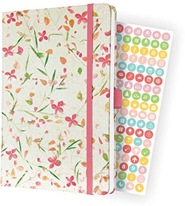 SIGEL J2307 Wochenkalender Jolie 2022 - Bloom Pink - ca. A5 - beige, pink - Hardcover - 174 Seiten - mit fröhlichem Kalendarium, vielen Infos und praktischen Stickern - FSC-zertifiziert - Terminplaner