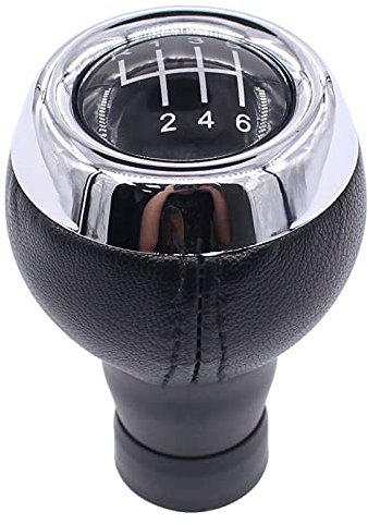 HouYeen 6 Speed Gear Shift Knob Leather for M-ini Cooper R55 R56 R57 R58 R59 R60 R61 Black & Silver