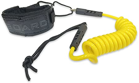 iBoard Laisse enroulée pour bodyboard - 1,2 m - Accessoires de surf - Laisse de rechange pour planche de surf - Rouge et jaune