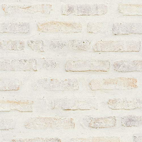 Papier peint brique blanche et beige | Papier peint tendance style industriel tapisserie moderne | Papier peint intissé salon et chambre d'ado