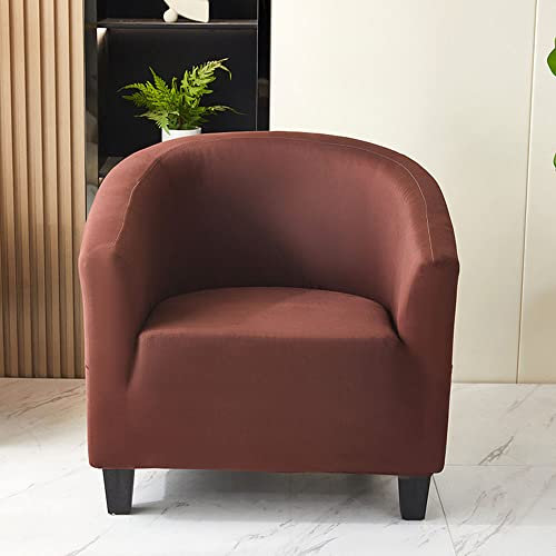 YOPOIY Strecken Sesselhusse mit elastischer Unterseite einfarbig Sesselbezug Spandex rutschfest Cocktailsessel bezug Bartheke Wohnzimmer -braun