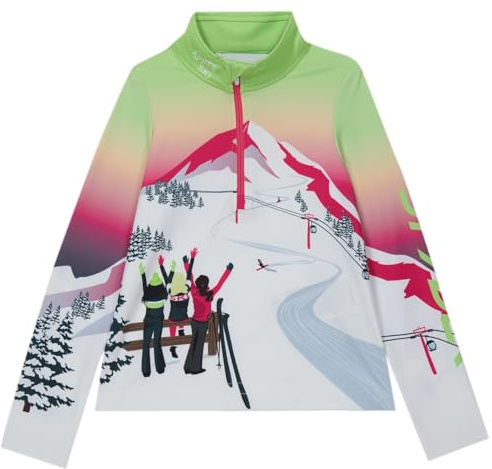 Spyder Sunset Zip T-Neck, Girls, Lime Ice, M