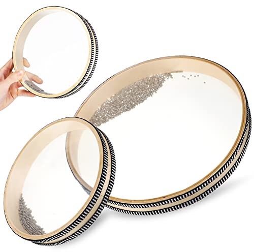 Vaguelly 2 Stück Ocean Drum, 20cm & 30cm Ozeantrommel Welletrommel mit Transparent Trommelfelle, Handtrommel Meerestrommel Percussion Instrument für Kinder, Erwachsene