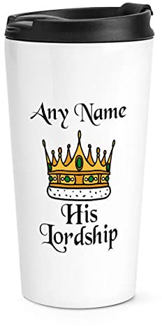 Gift Base Tazza da viaggio personalizzata con scritta His Lordship