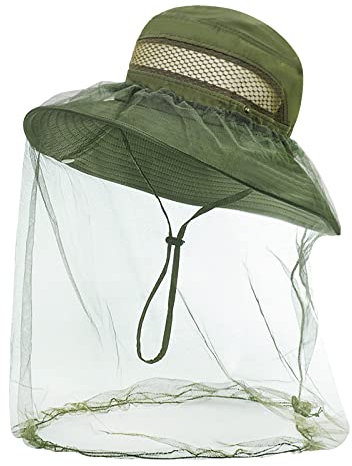 Imkerhut mit Schleier Moskitonetz Hut Bienenhut Imker Schutzhut Moskito Kopfnetz Hut Outdoor Kopfnetz Hut Kappe Antimücke Hut Sonnenhut Anglerhut Gartenhut (Grün)