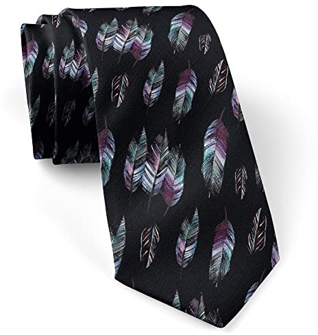 747 Federn Auf Schwarz Krawattenschal Mikrofaser Tie Schmutzabweisend Herren Seidenkrawatte Für Herren Büro Hochzeit