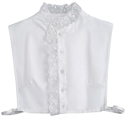DNLKWGO Camicetta con colletto a dickey bianco finto collo alto colletto falso camicia staccabile collare falso per donne ragazze, Bianco 03, M