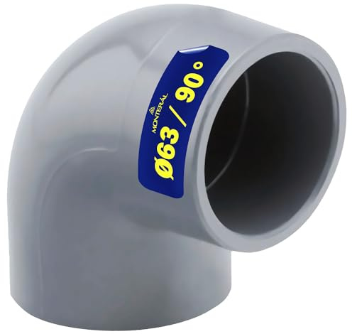 Codo PVC U con Ángulo de 90° Ø 63 mm para Unir 2 Tubos con Cola | Garantía de 10 Años - MONTERAL