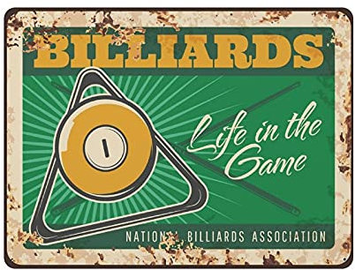 Metall-Blechschild, Billard-Spiel, Vintage-Blechposter, Metallschild, Wanddekoration, Landhaus, Küche, Zuhause, Garage, Dekor, 30,5 x 40,6 cm